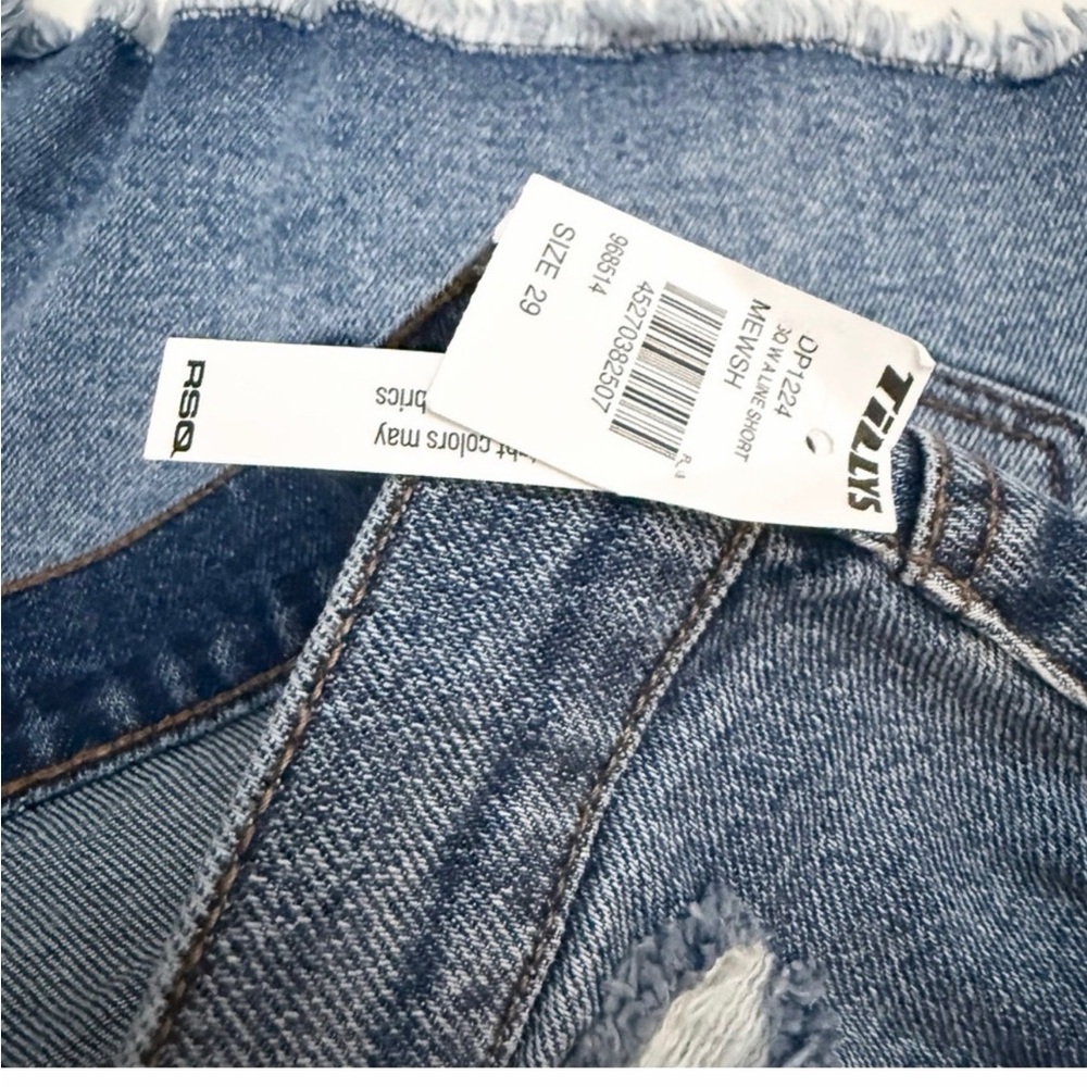 RSQ Blue Frayed Hem Jean Shorts - Picture 3 of 4